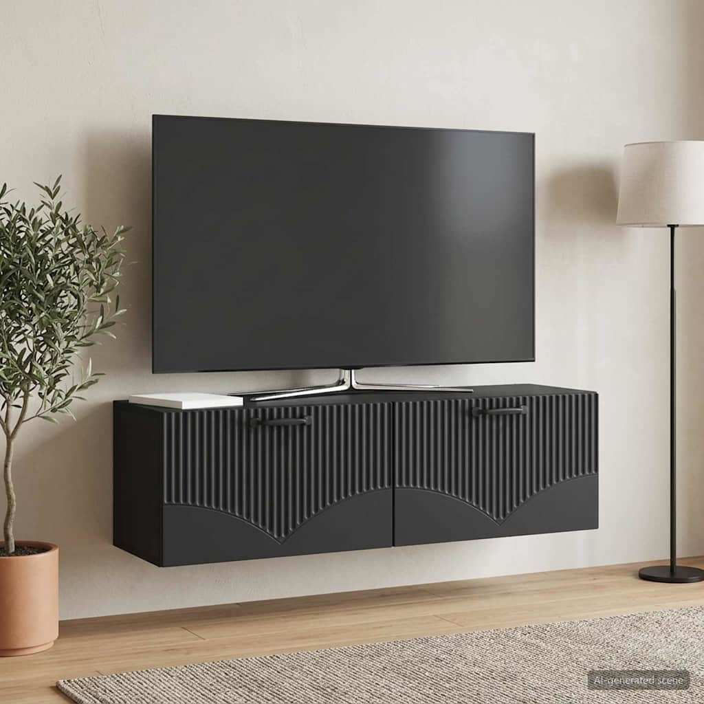 Wandmontierter TV-Schrank Schwarz 98 x 31 x 30 cm Holzwerkstoff