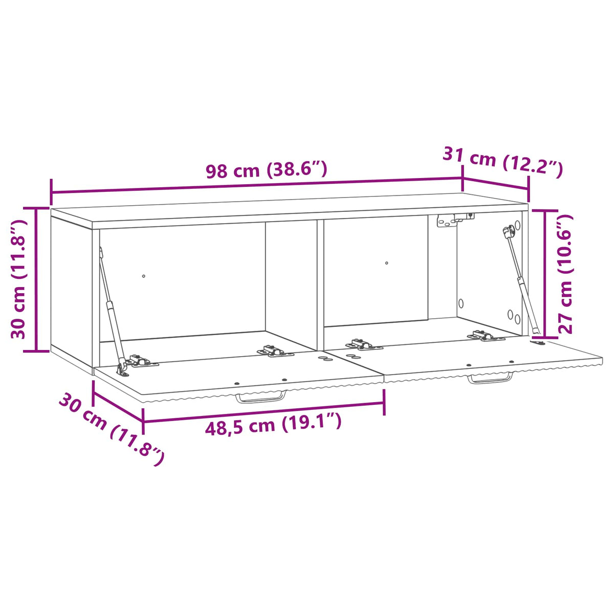 Wandmontierter TV-Schrank Sonoma-Eiche 98 x 31 x 30 cm