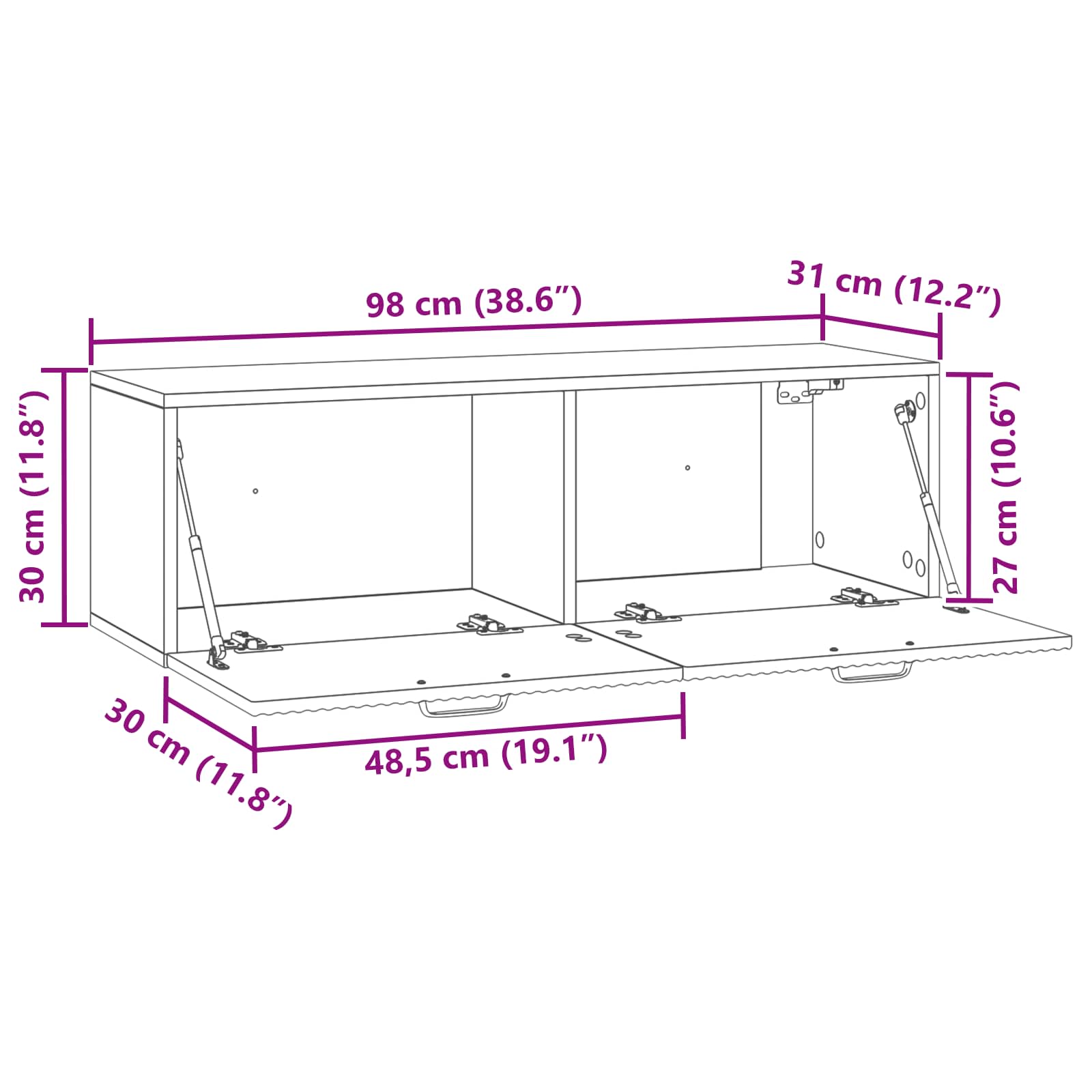 Wandmontierter TV-Schrank Sonoma-Eiche 98 x 31 x 30 cm