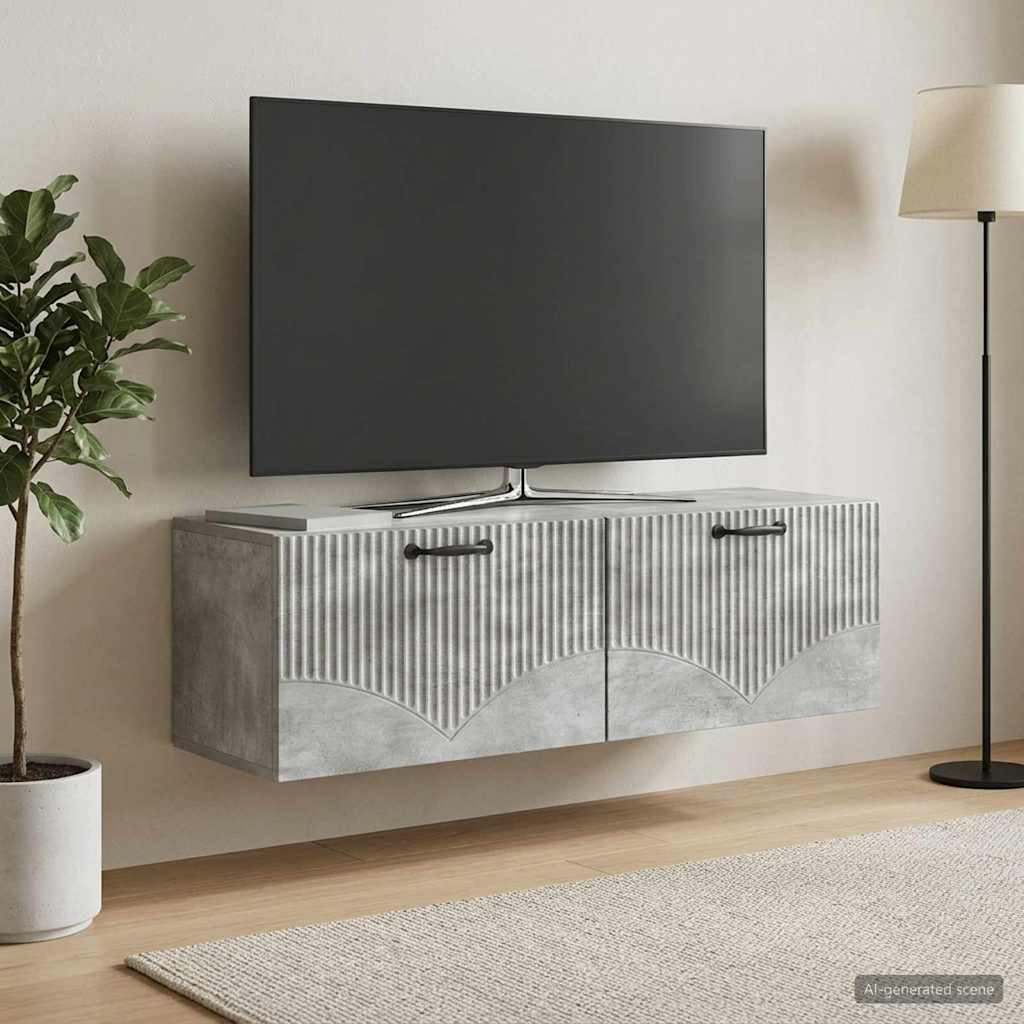 Wandmontierter TV-Schrank Betongrau 98 x 31 x 30 cm