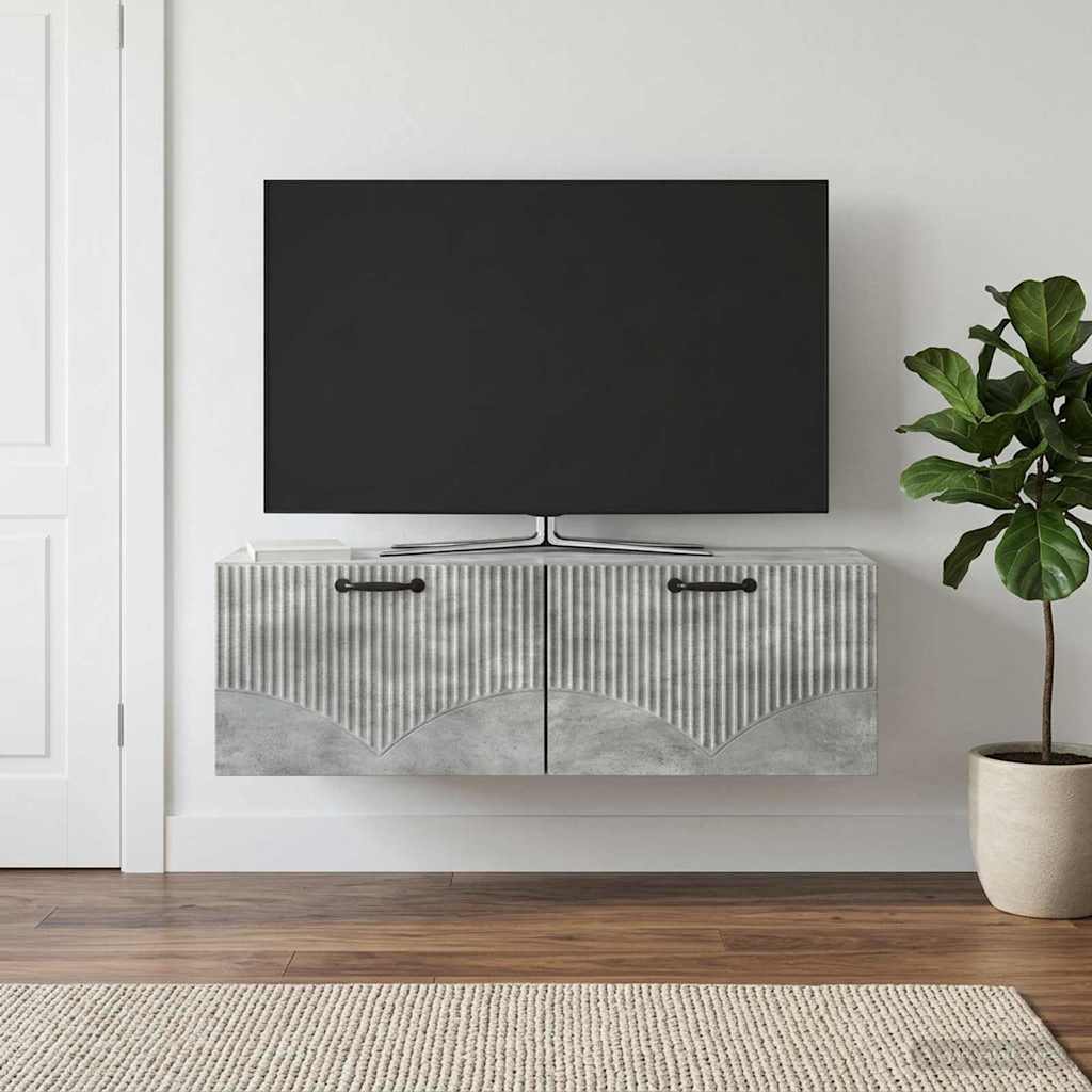 Wandmontierter TV-Schrank Betongrau 98 x 31 x 30 cm