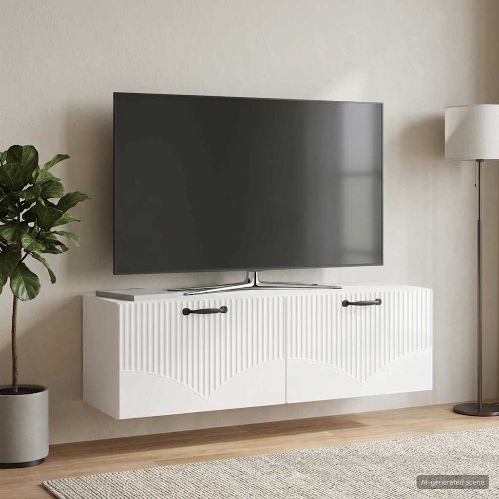 Wandmontierter TV-Schrank Hochglanz Weiß 98 x 31 x 30 cm