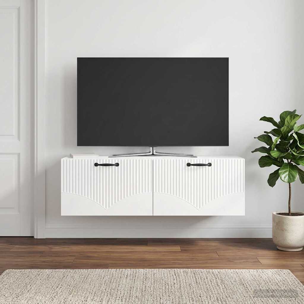 Wandmontierter TV-Schrank Hochglanz Weiß 98 x 31 x 30 cm
