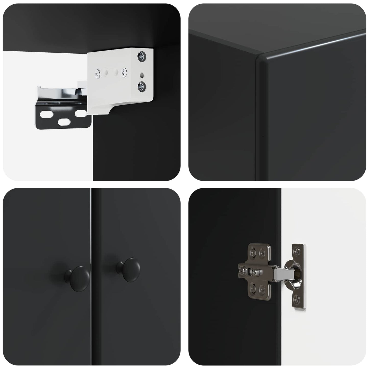 Wandschrank 66 x 34,5 x 90 cm Holzwerkstoff Schwarz