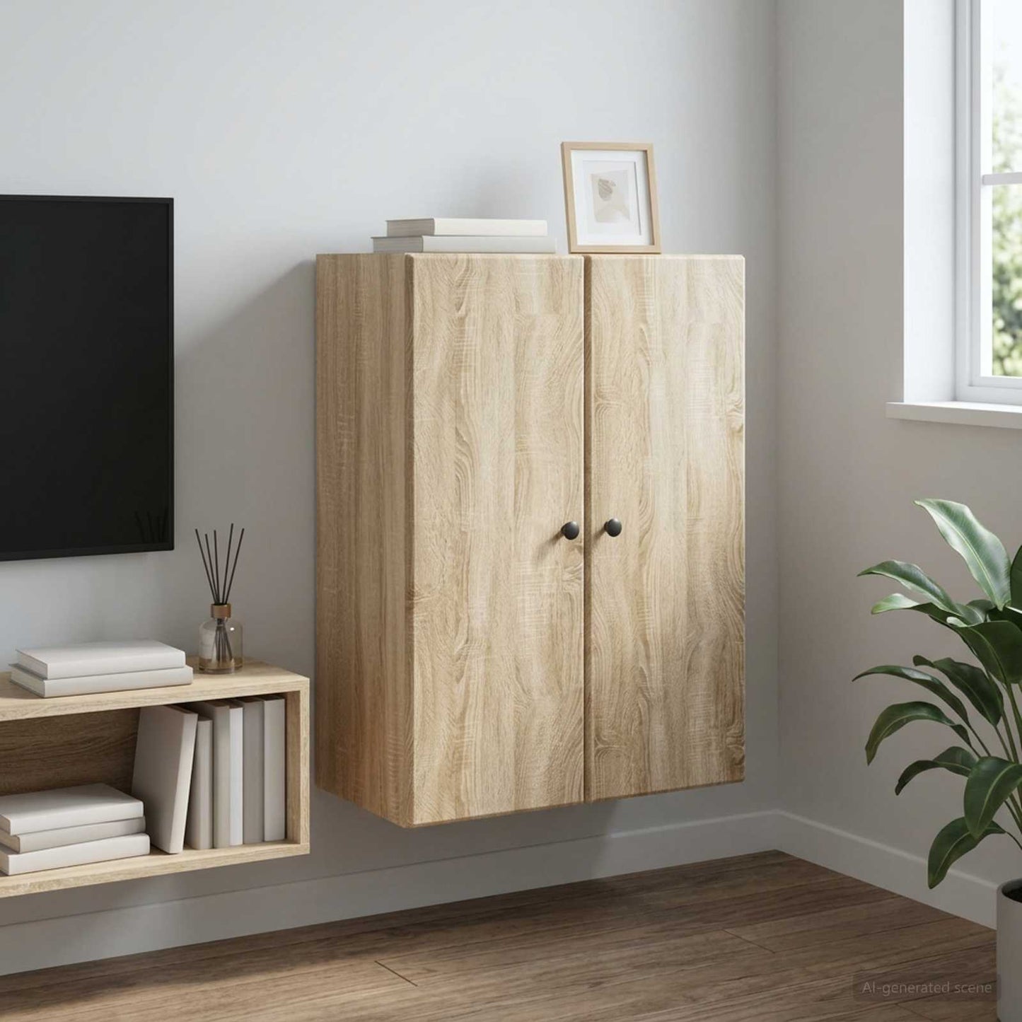 Wandschrank 66 x 34,5 x 90 cm Holzwerkstoff Sonoma-Eiche