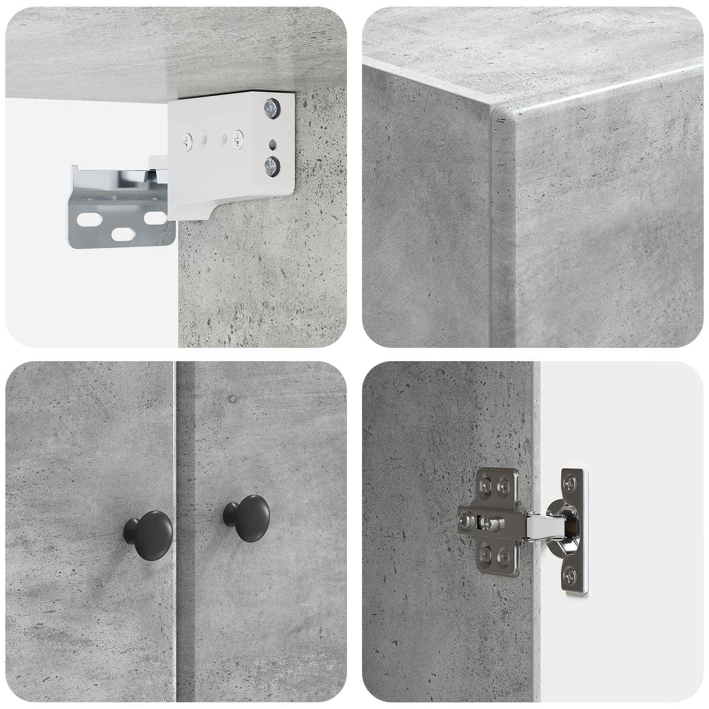 Wandschrank 66 x 34,5 x 90 cm Holzwerkstoff Betongrau
