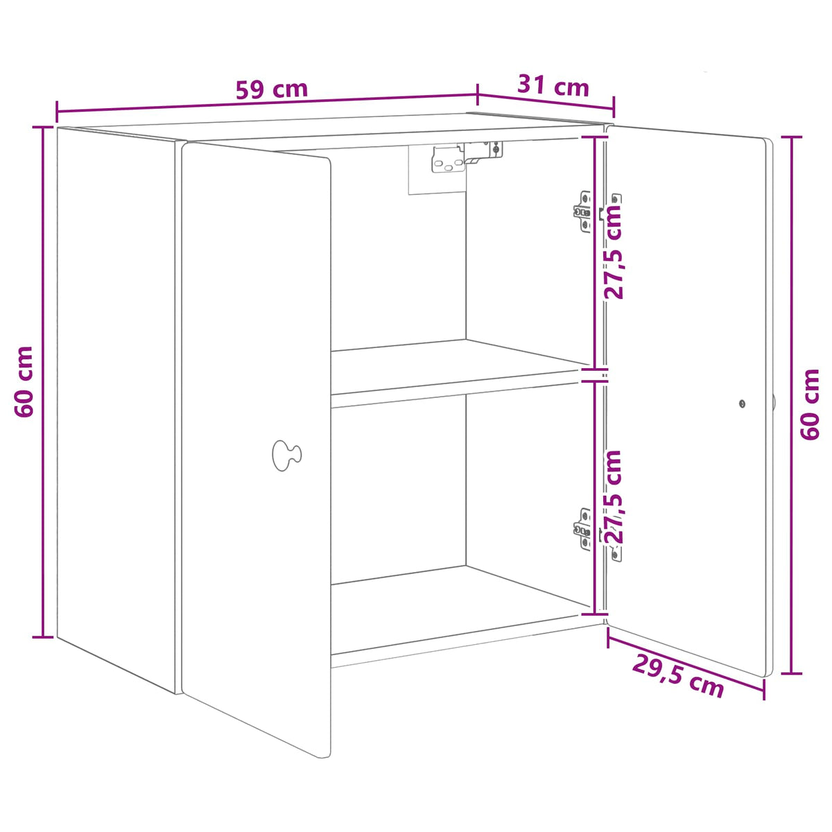 Wandschrank 59 x 31 x 60 cm Holzwerkstoff Sonoma-Eiche