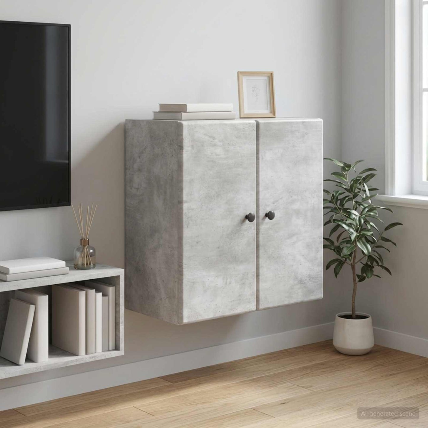 Wandschrank 59 x 31 x 60 cm Holzwerkstoff Betongrau
