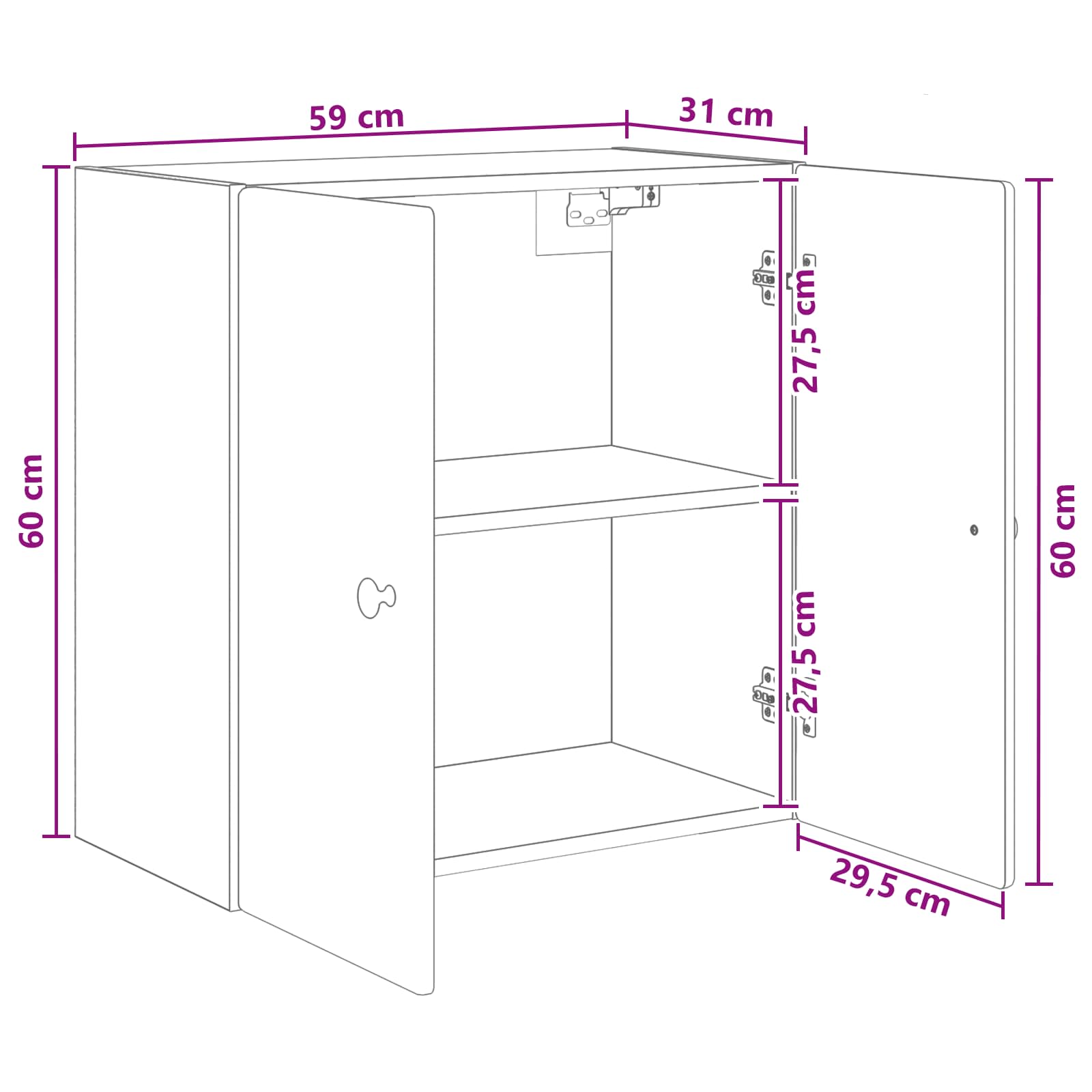 Wandschrank 59 x 31 x 60 cm Holzwerkstoff Betongrau