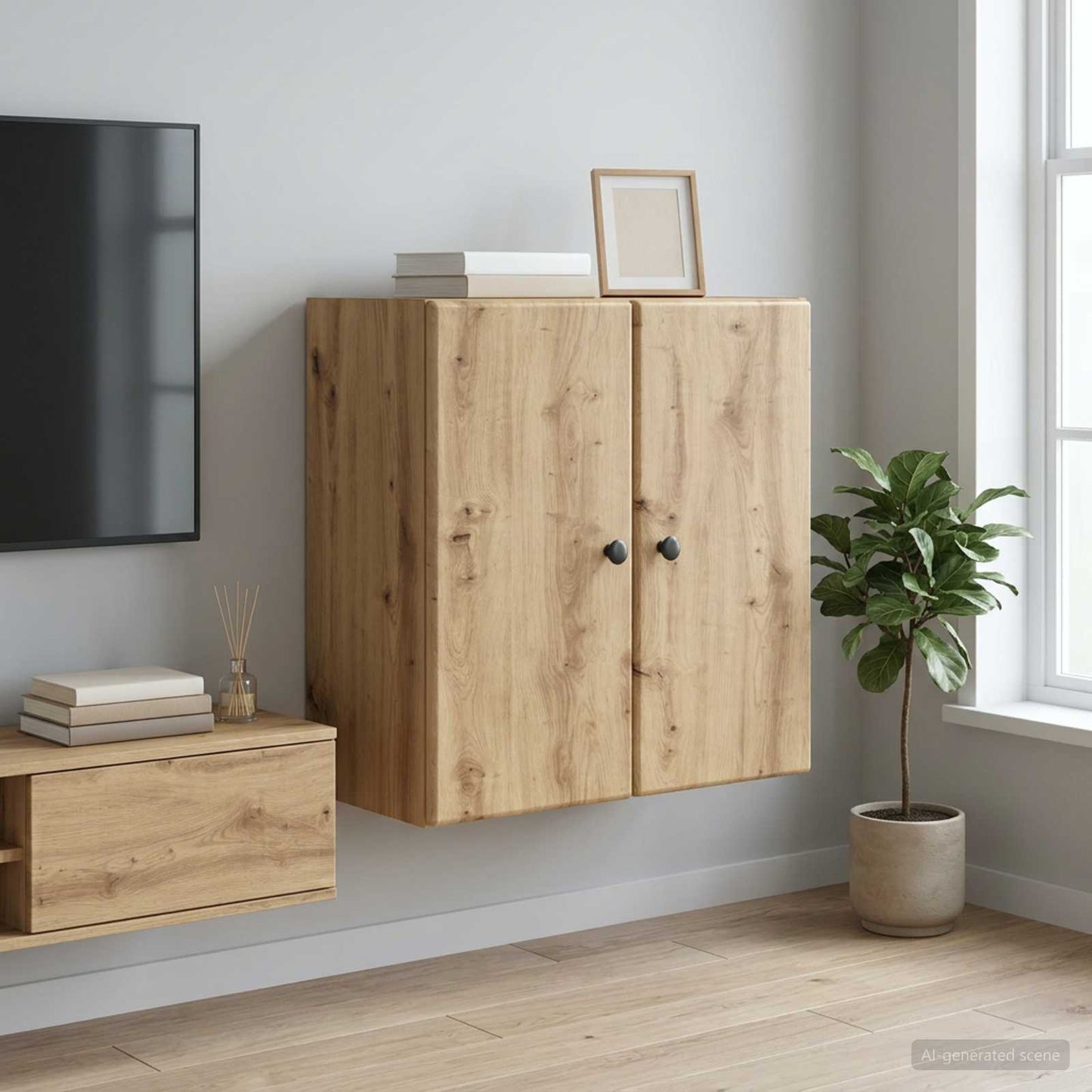 Wandschrank 59 x 31 x 60 cm Holzwerkstoff Artisan-Eiche