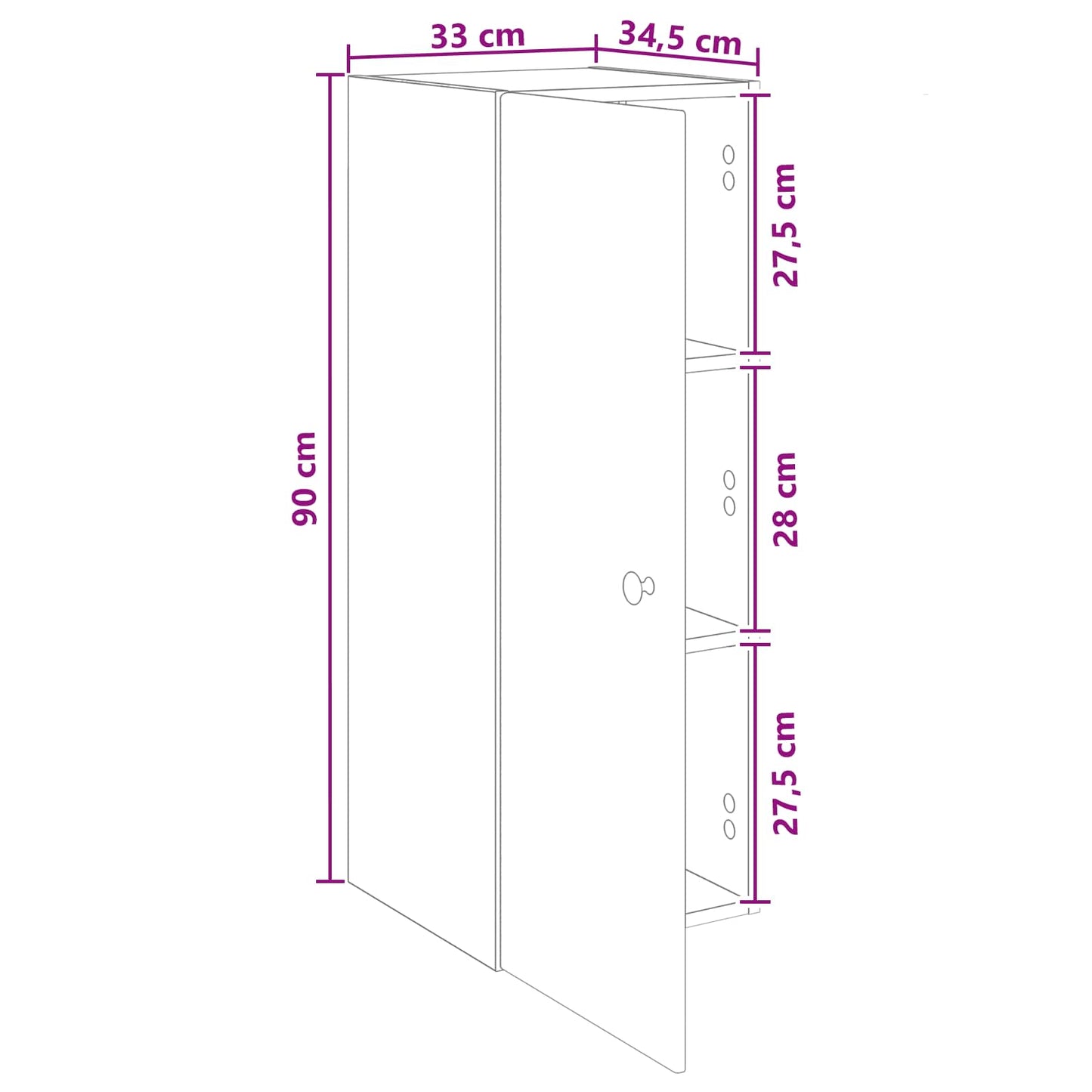 Wandschrank Weiß 33 x 34,5 x 90 cm Holzwerkstoff