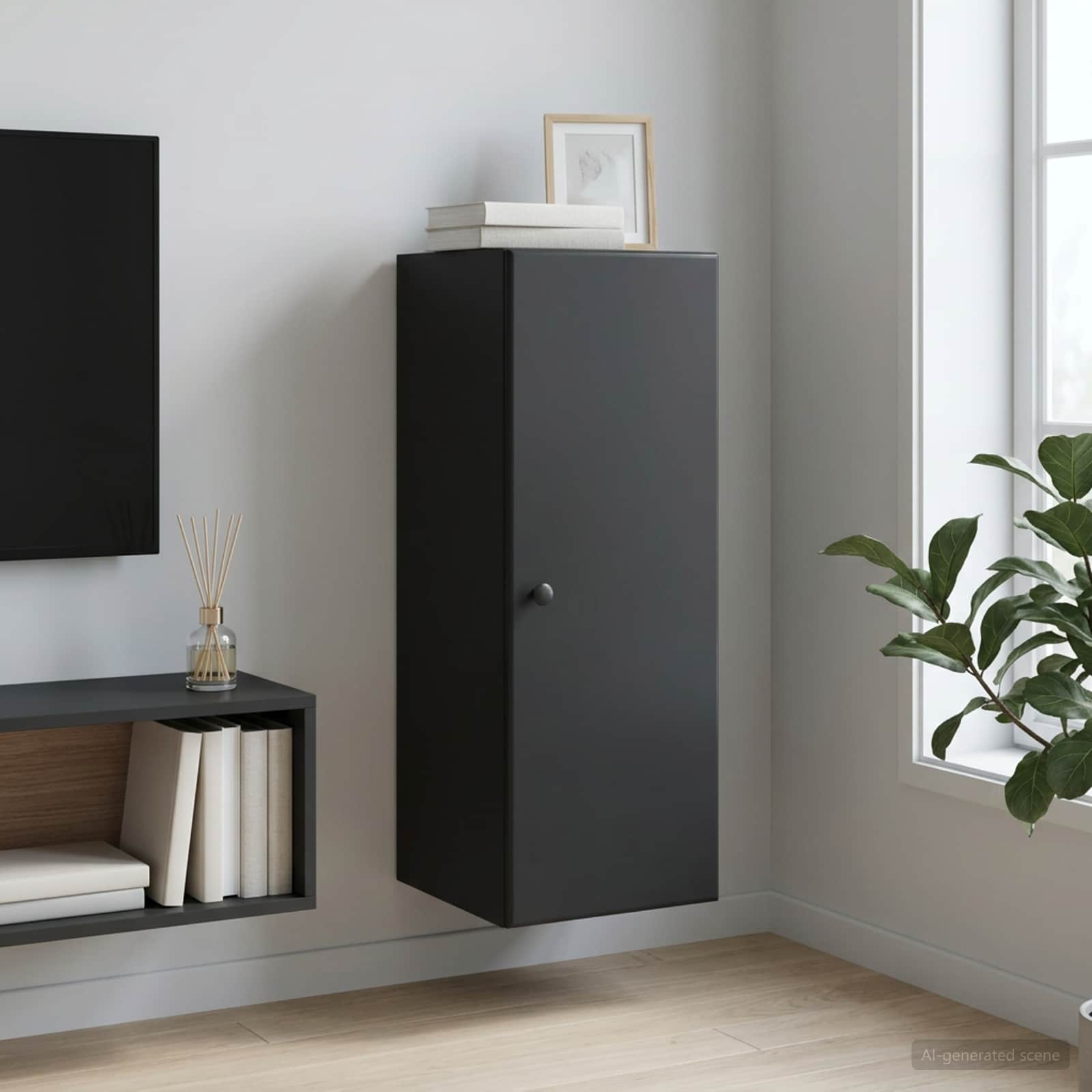 Wandschrank 33 x 34,5 x 90 cm Holzwerkstoff Schwarz