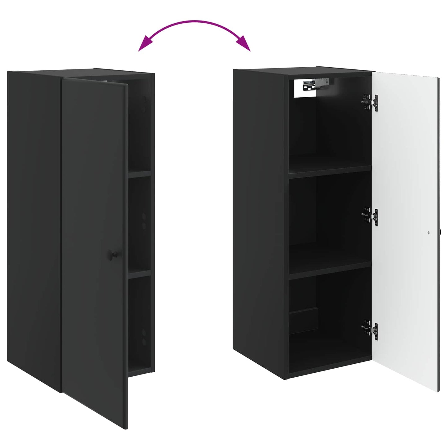 Wandschrank 33 x 34,5 x 90 cm Holzwerkstoff Schwarz