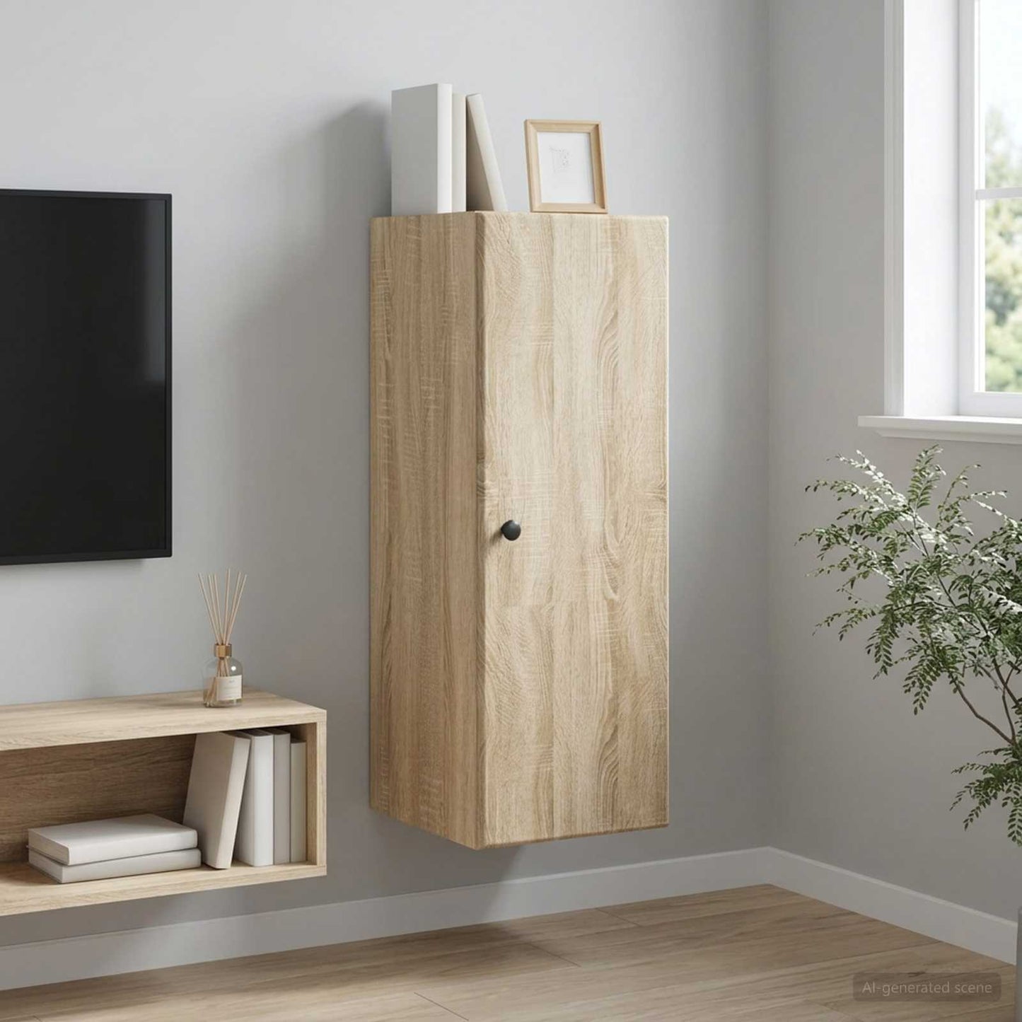 Wandschrank 33 x 34,5 x 90 cm Holzwerkstoff Sonoma-Eiche