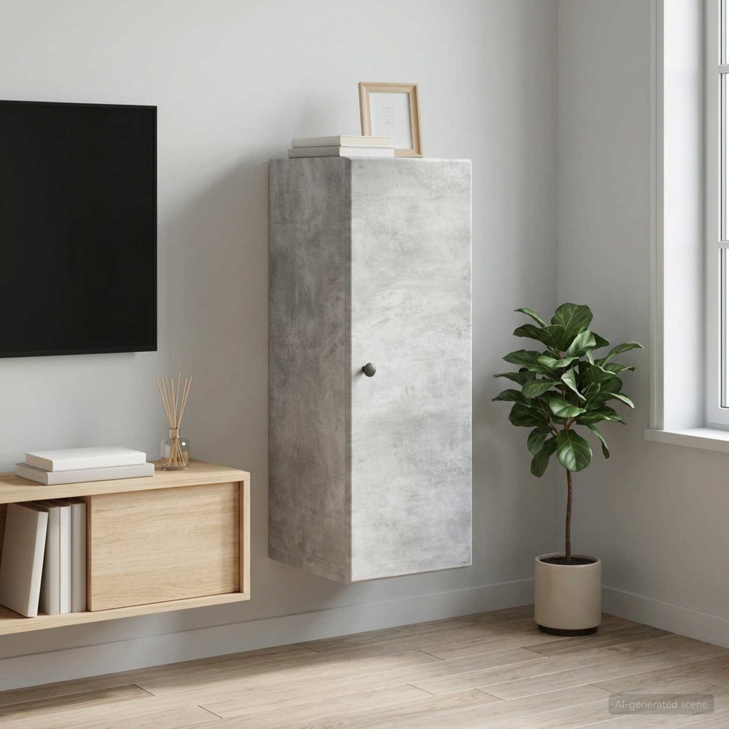 Wandschrank 33 x 34,5 x 90 cm Holzwerkstoff Betongrau