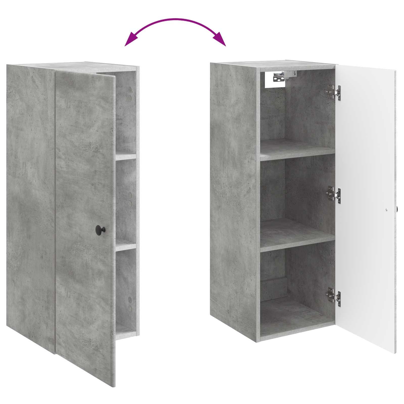 Wandschrank 33 x 34,5 x 90 cm Holzwerkstoff Betongrau