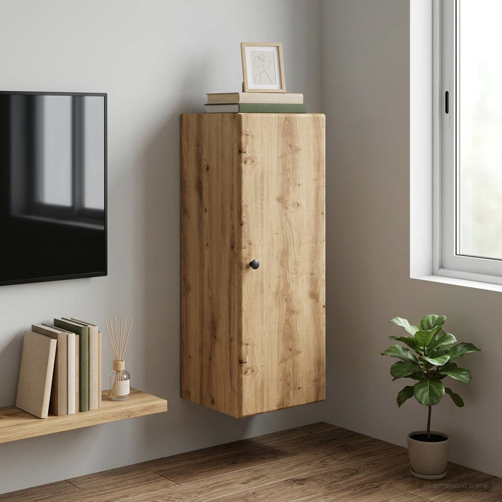 Wandschrank 33 x 34,5 x 90 cm Holzwerkstoff Artisan-Eiche
