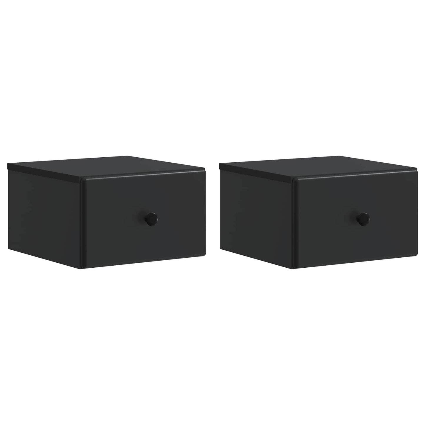 Wandmontierter Nachttisch 2 stk. Schwarz 34,5 x 33 x 20 cm
