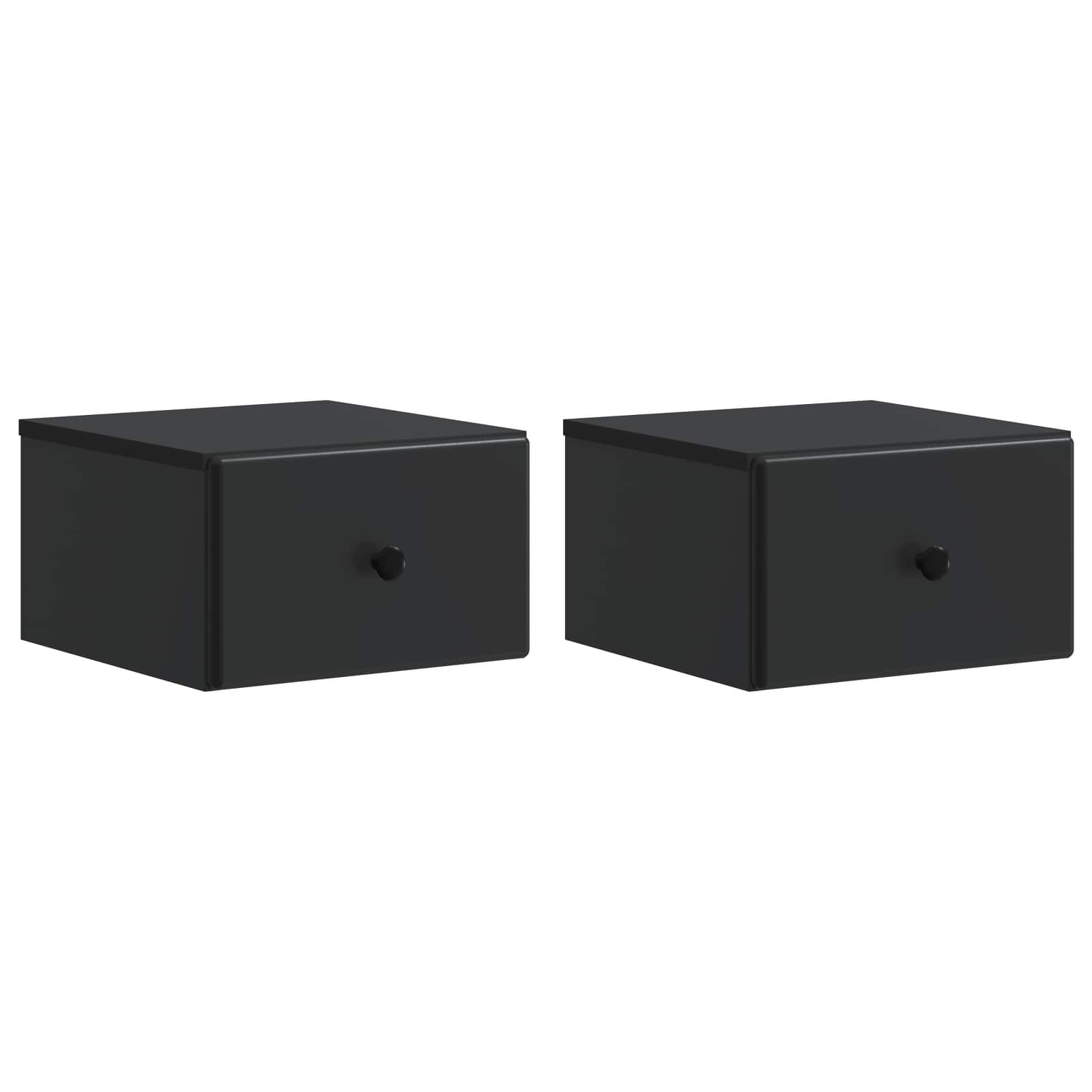 Wandmontierter Nachttisch 2 stk. Schwarz 34,5 x 33 x 20 cm