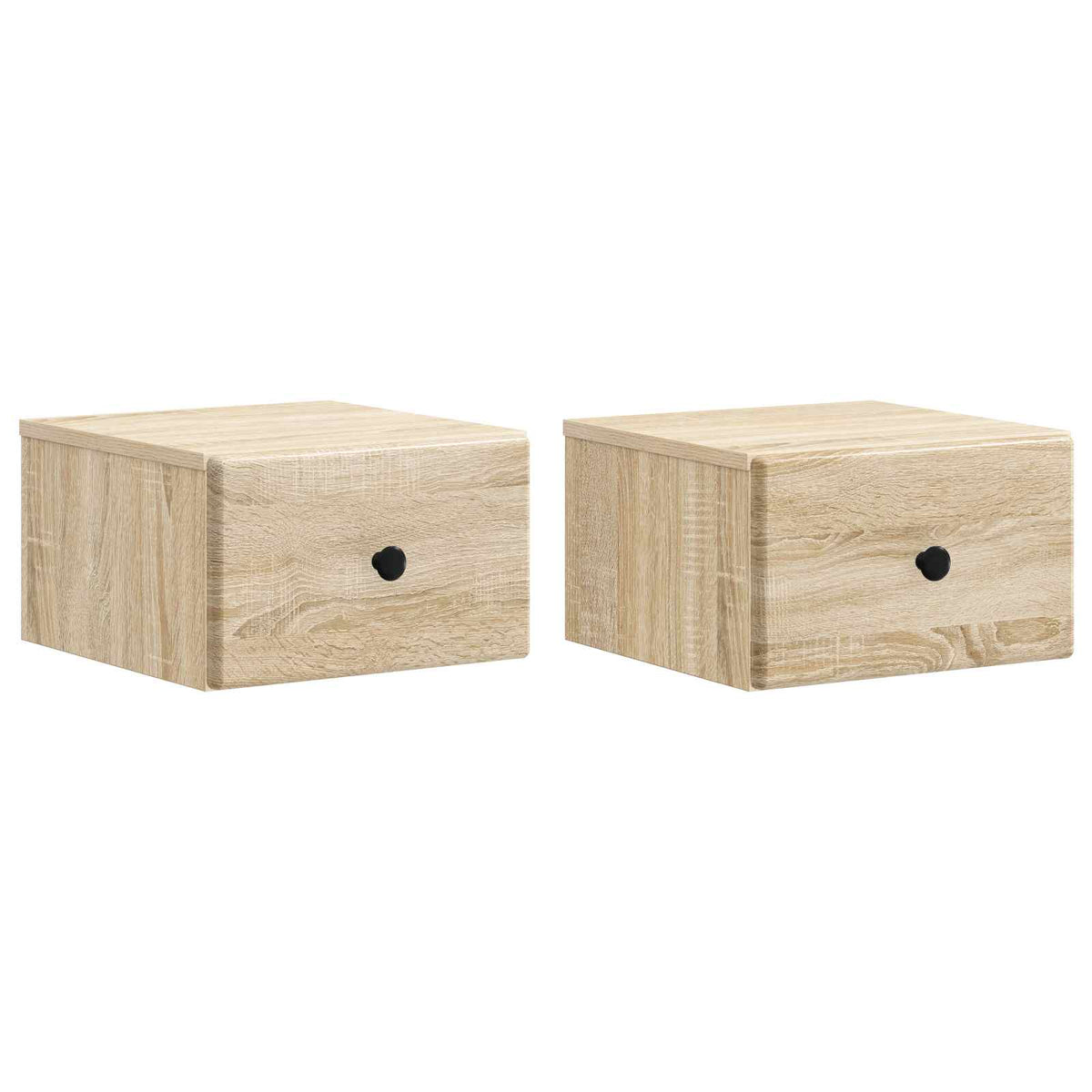 Wandmontierter Nachttisch 2 stk. Sonoma-Eiche 34,5 x 33 x 20 cm