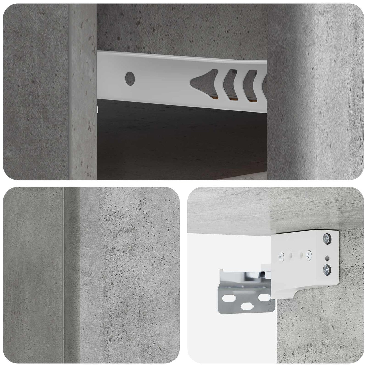 Wandmontierter Nachttisch 2 stk. Betongrau 34,5 x 33 x 20 cm