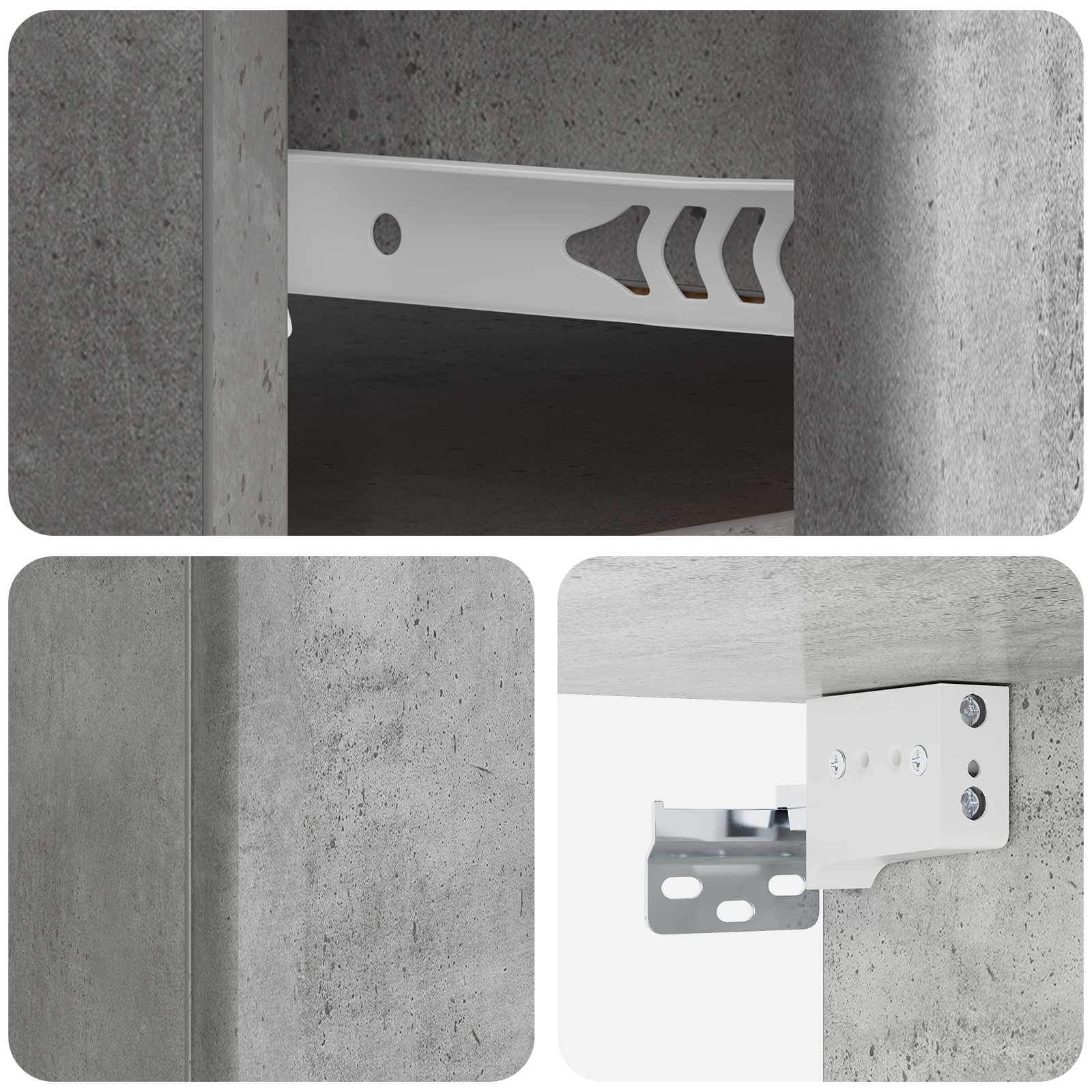 Wandmontierter Nachttisch 2 stk. Betongrau 34,5 x 33 x 20 cm