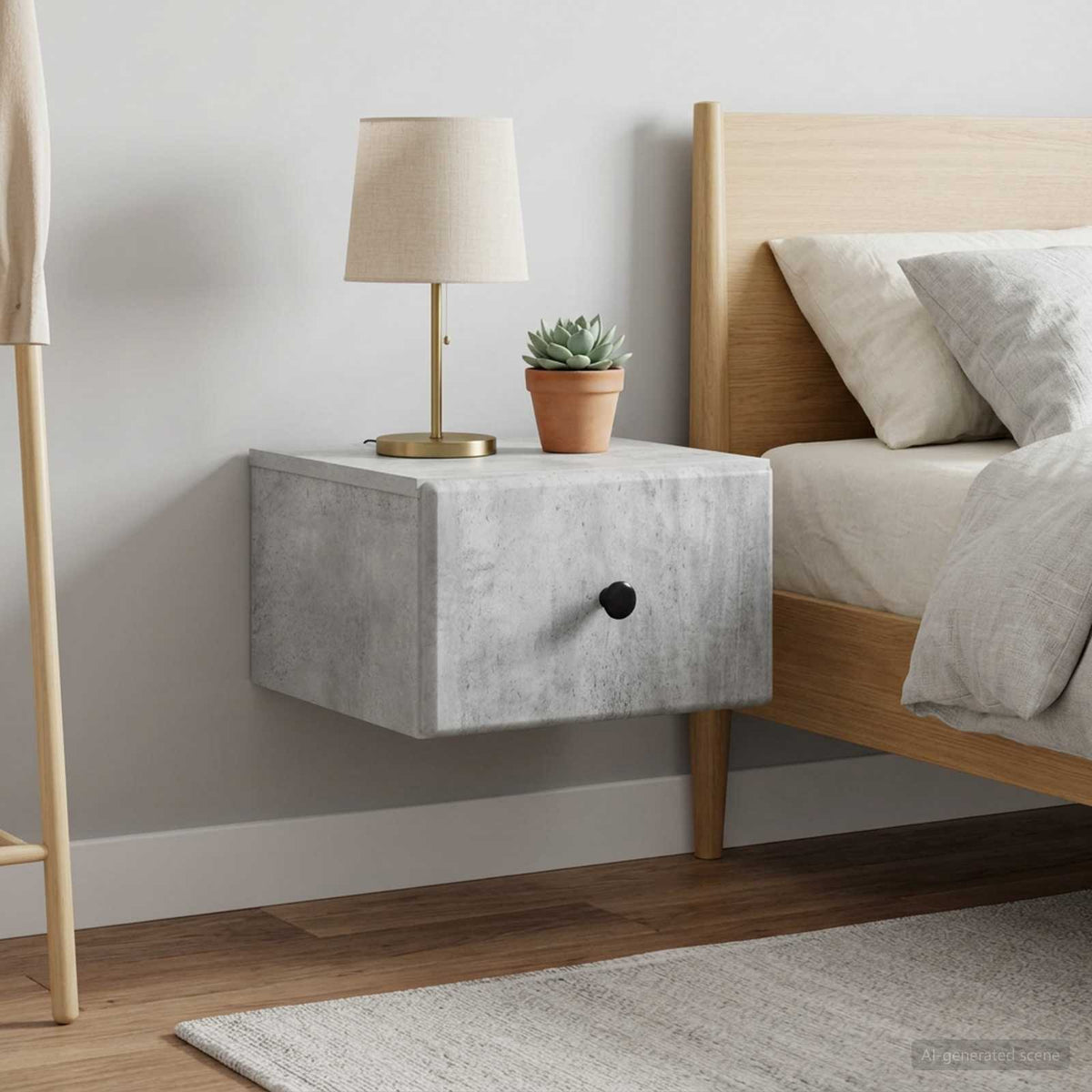 Wandmontierter Nachttisch 2 stk. Betongrau 34,5 x 33 x 20 cm