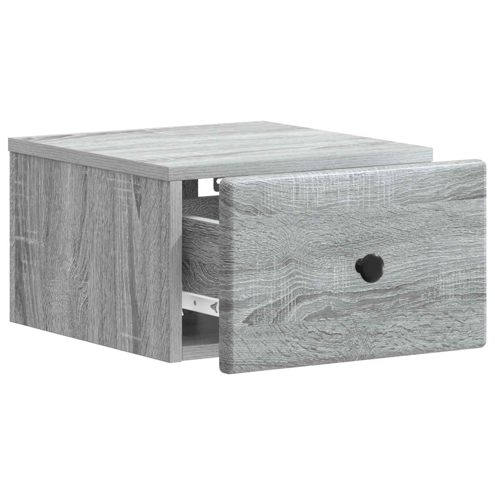 Wandmontierter Nachttisch 2 stk. Graues Sonoma