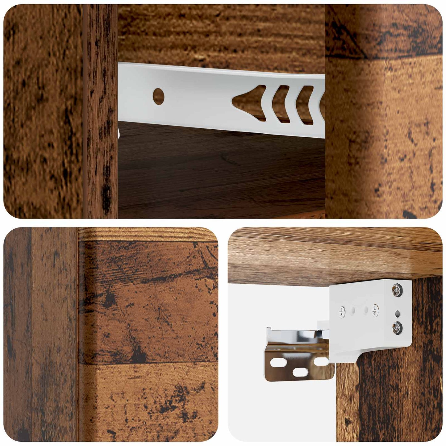 Wandmontierter Nachttisch 2 stk. Altholz 34,5 x 33 x 20 cm