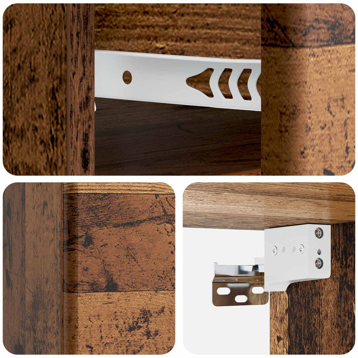 Wandmontierter Nachttisch 2 stk. Altholz 34,5 x 33 x 20 cm