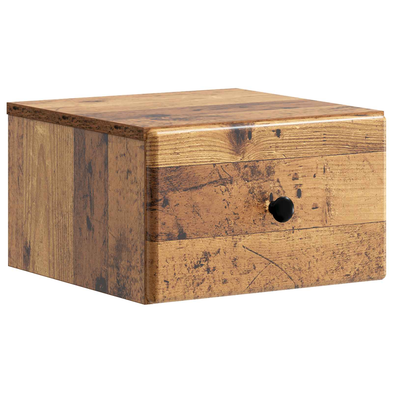Wandmontierter Nachttisch 2 stk. Altholz 34,5 x 33 x 20 cm