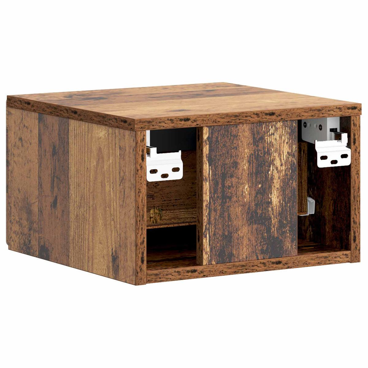 Wandmontierter Nachttisch 2 stk. Altholz 34,5 x 33 x 20 cm