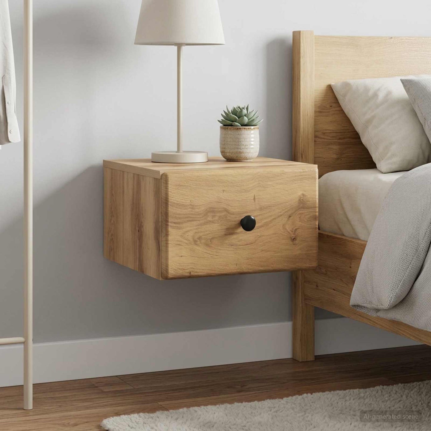 Wandmontierter Nachttisch 2 stk. Artisan-Eiche