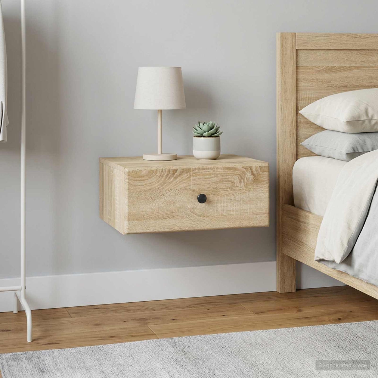 Wandmontierter Nachttisch 2 stk. Sonoma-Eiche 49 x 34,5 x 20 cm