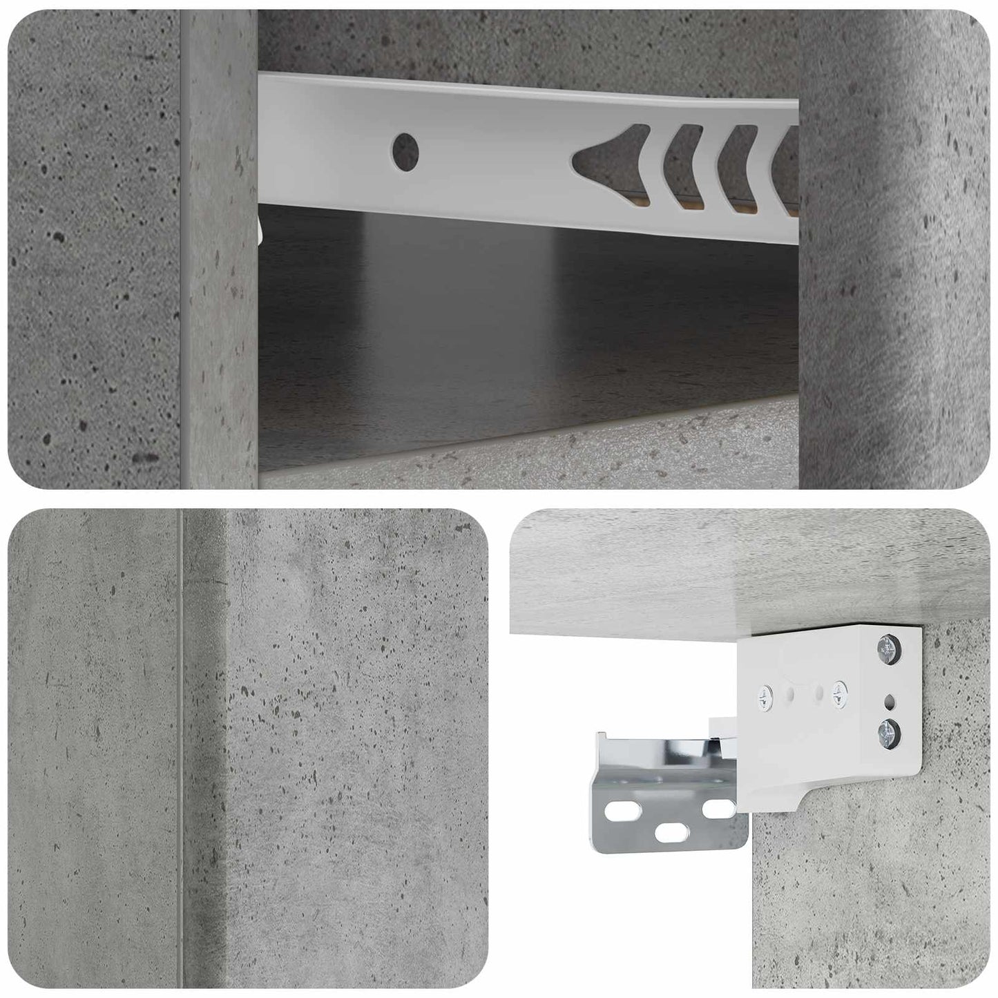 Wandmontierter Nachttisch 2 stk. Betongrau 49 x 34,5 x 20 cm