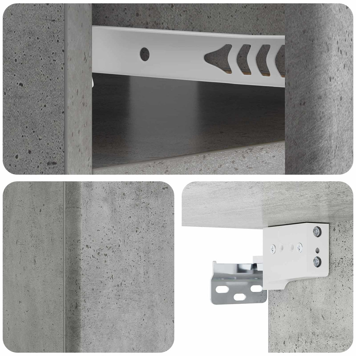 Wandmontierter Nachttisch 2 stk. Betongrau 49 x 34,5 x 20 cm