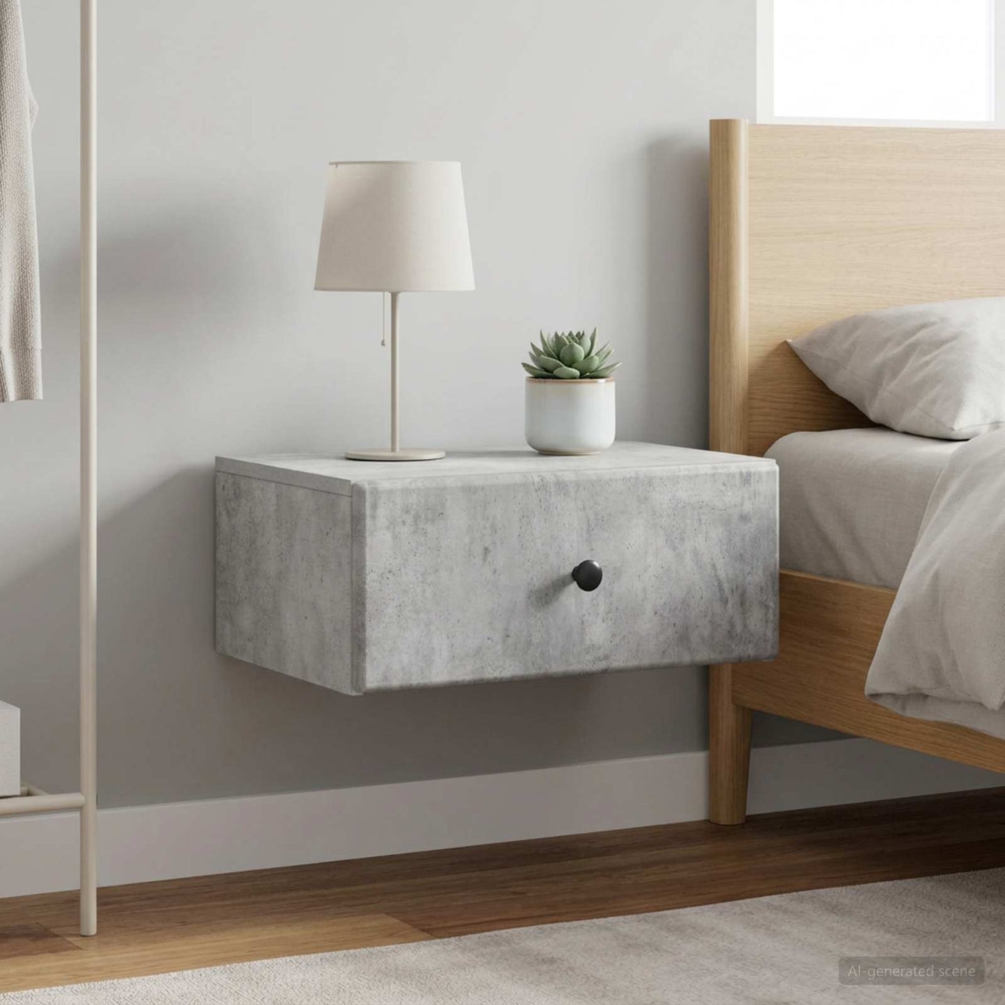 Wandmontierter Nachttisch 2 stk. Betongrau 49 x 34,5 x 20 cm