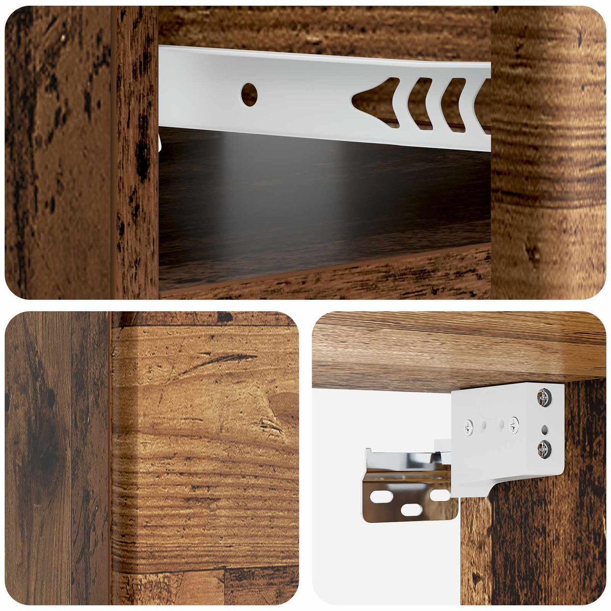 Wandmontierter Nachttisch 2 stk. Altholz 49 x 34,5 x 20 cm