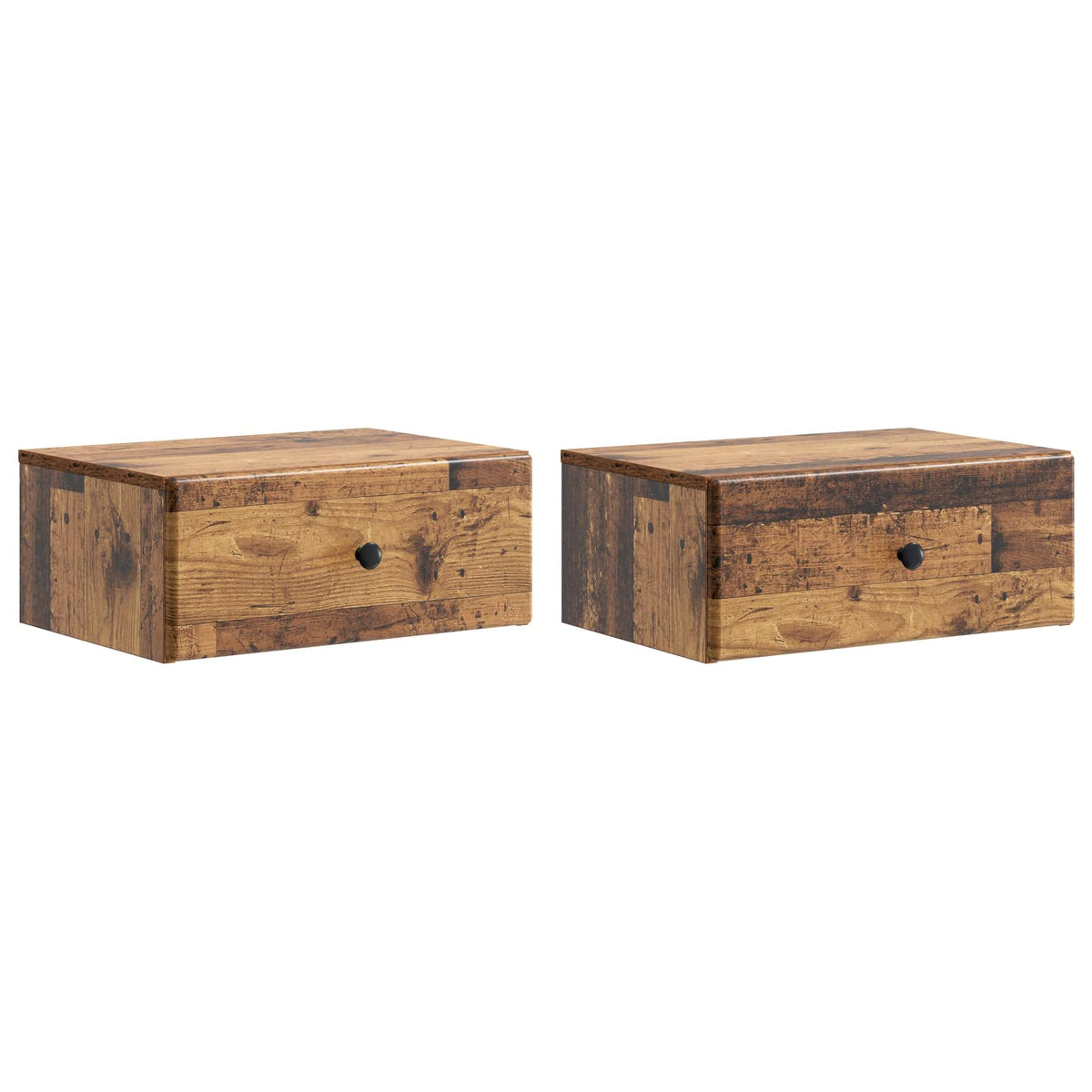 Wandmontierter Nachttisch 2 stk. Altholz 49 x 34,5 x 20 cm
