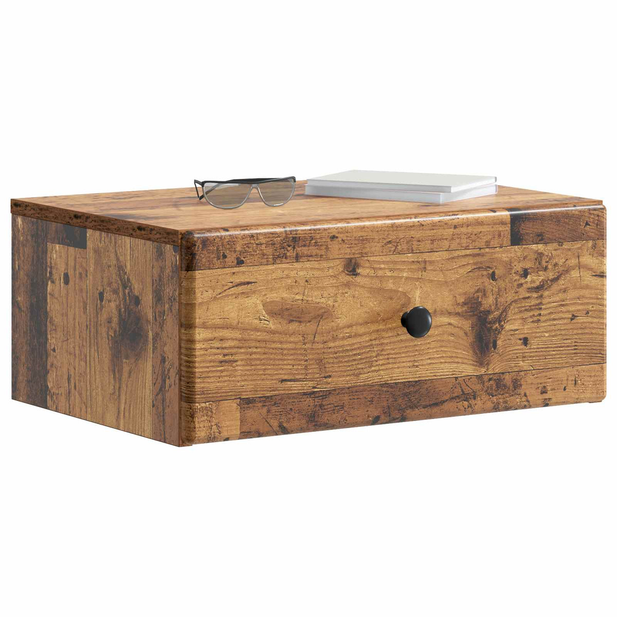 Wandmontierter Nachttisch 2 stk. Altholz 49 x 34,5 x 20 cm