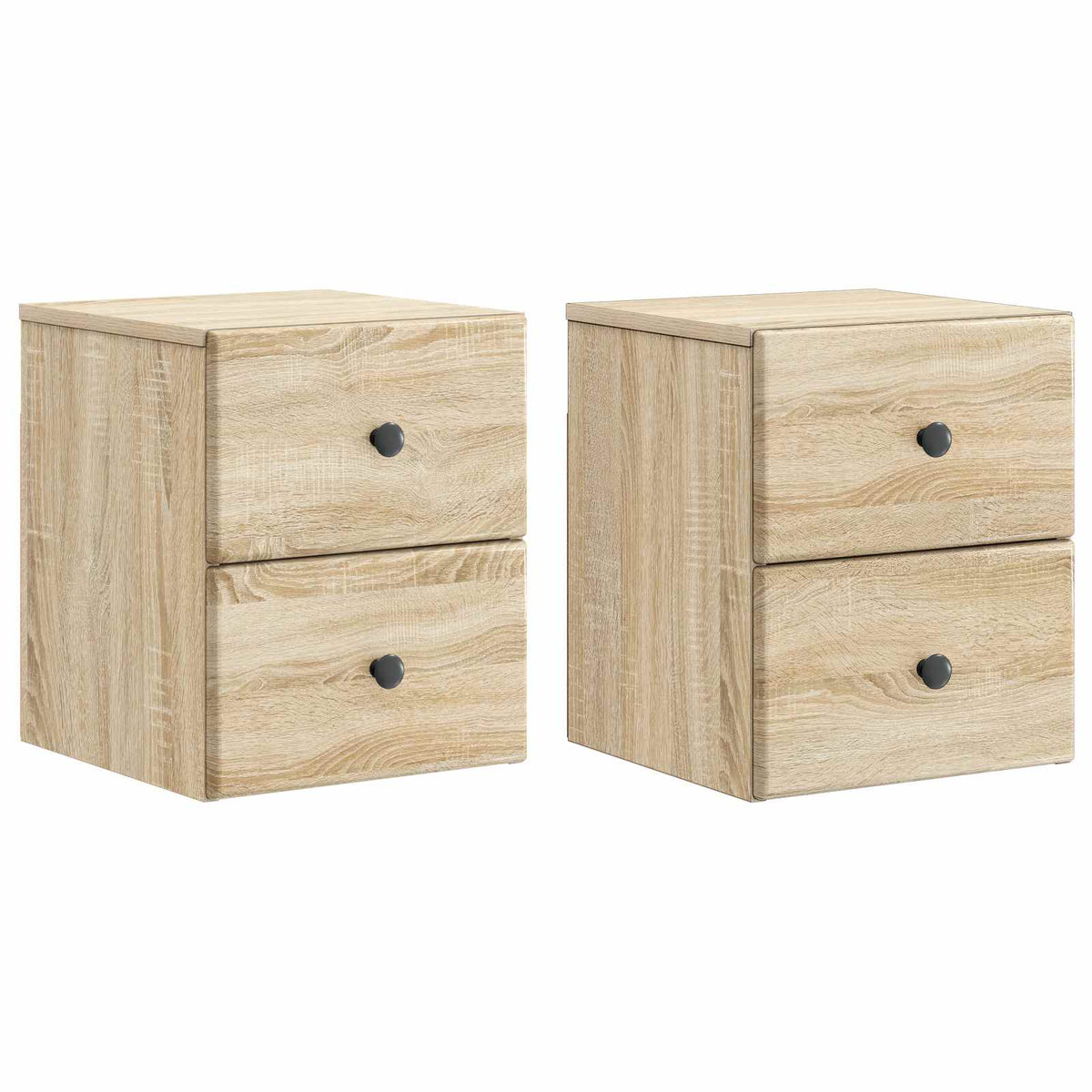 Wandmontierter Nachttisch 2 stk. Sonoma-Eiche 34,5 x 33 x 40 cm