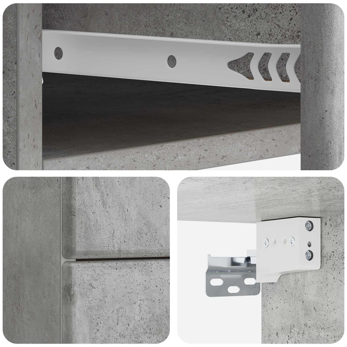 Wandmontierter Nachttisch 2 stk. Betongrau 34,5 x 33 x 40 cm