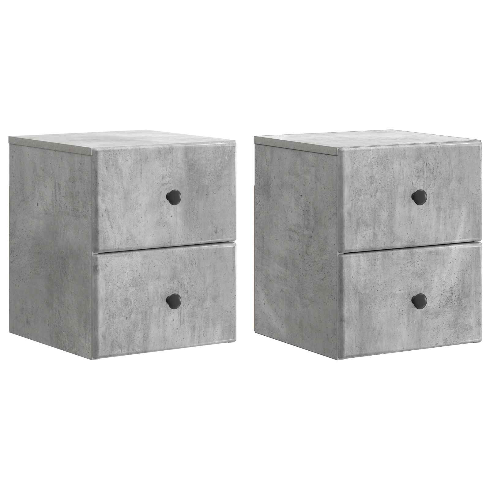 Wandmontierter Nachttisch 2 stk. Betongrau 34,5 x 33 x 40 cm