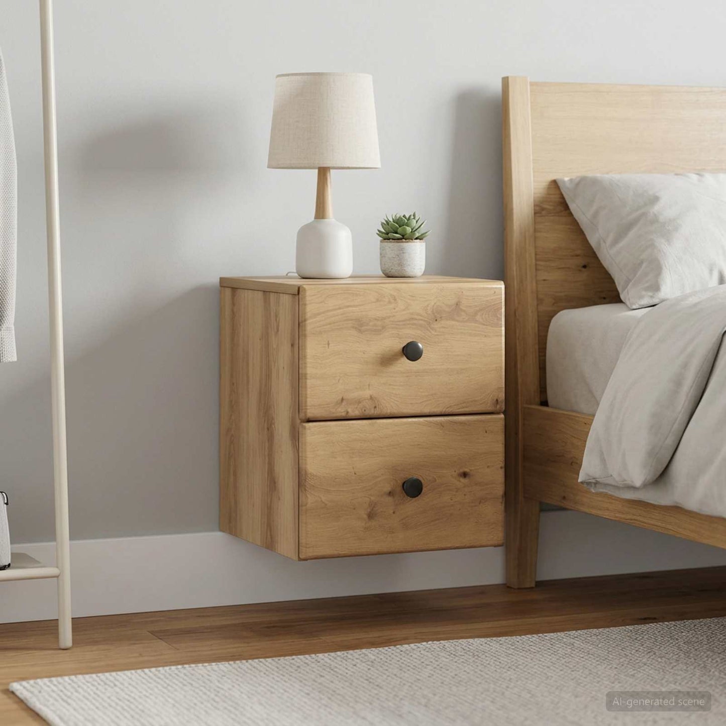 Wandmontierter Nachttisch 2 stk. Artisan-Eiche