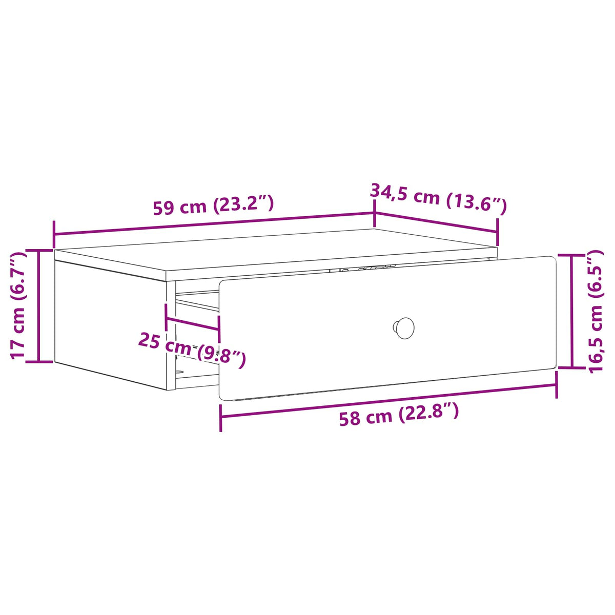 Wandmontierter Beistelltisch 59 x 34,5 x 17 cm Holzwerkstoff