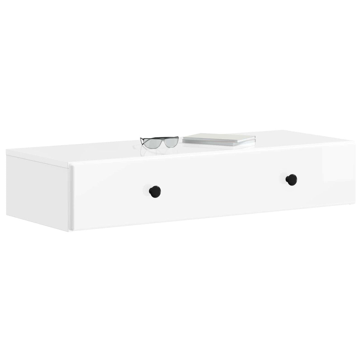 Wandmontierter Beistelltisch Hochglanz Weiß 87,5 x 34,5 x 17 cm