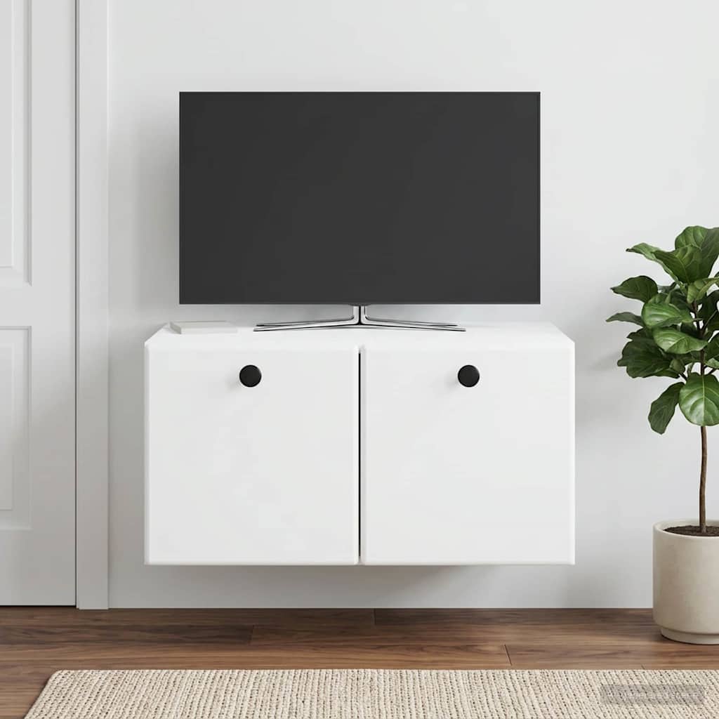 Wandmontierter TV-Schrank 59,5 x 41 x 30 cm Weiß Holzwerkstoff