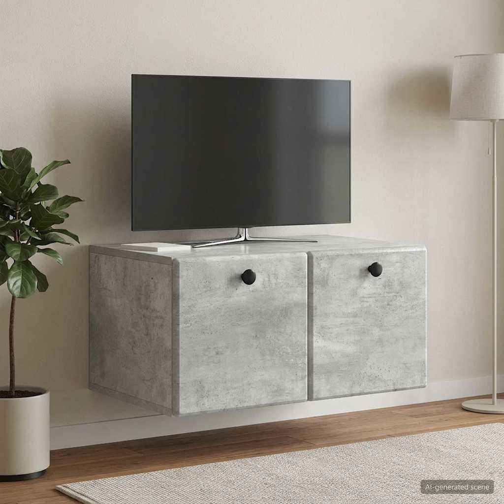 Wandmontierter TV-Schrank 59,5 x 41 x 30 cm Betongrau