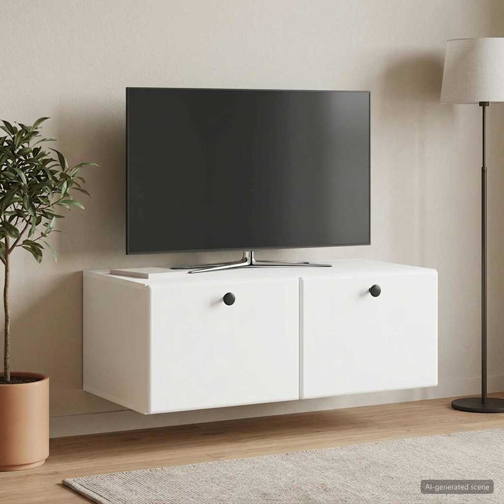 Wandmontierter TV-Schrank 78,5 x 41 x 30 cm Weiß Holzwerkstoff