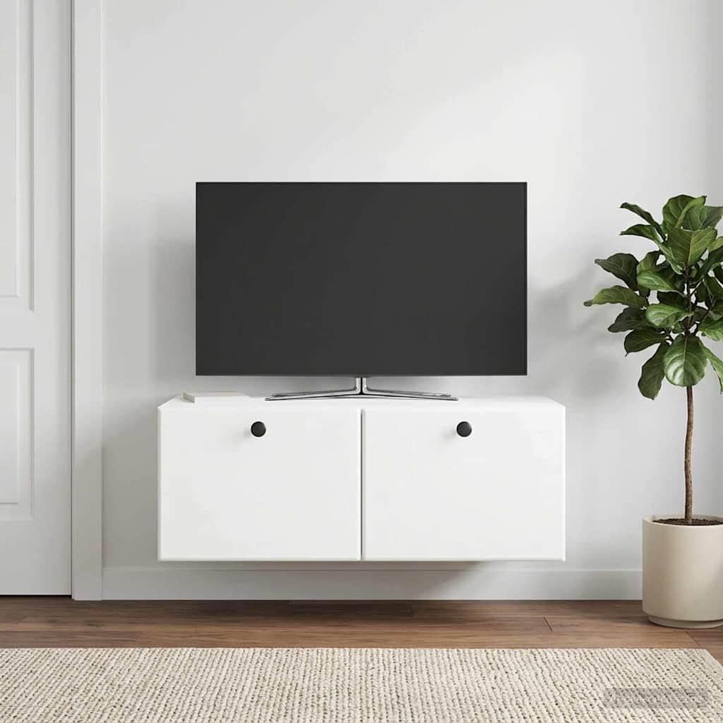 Wandmontierter TV-Schrank 78,5 x 41 x 30 cm Weiß Holzwerkstoff